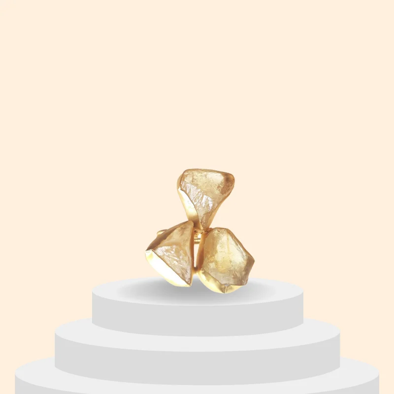 Citrine 3 sided Adjustable Metal Ring for Success & Prosperity