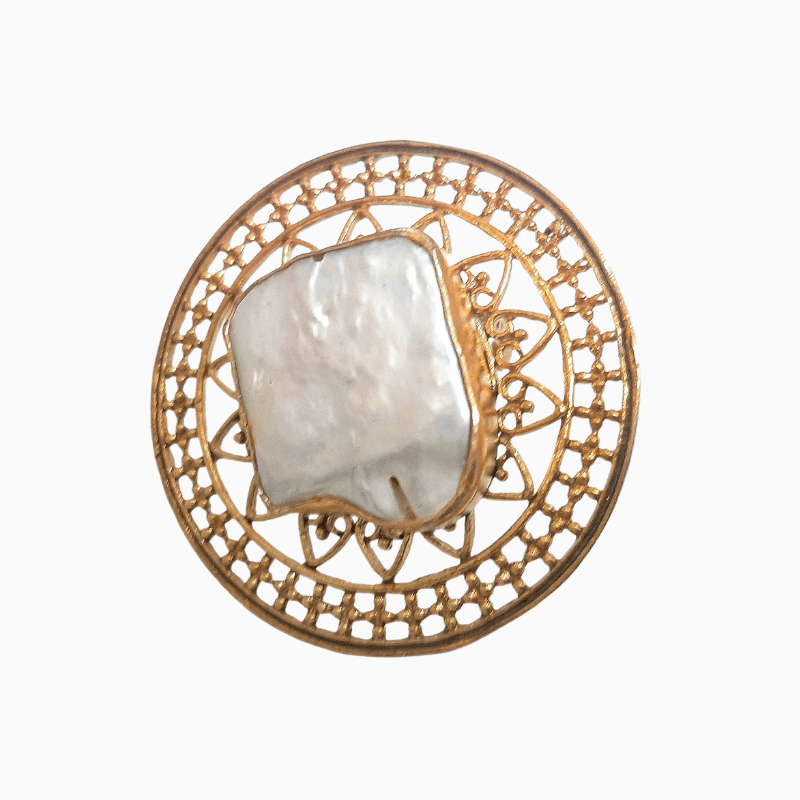 Mother of Pearl Adjustable Fashion Ring for Emotional Balance