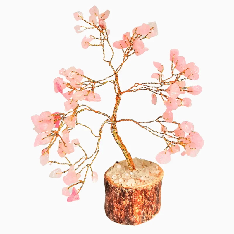 Natural Rose Quartz Crystal Tree 120 Beads helpful for Vaastu, Feng shui & love