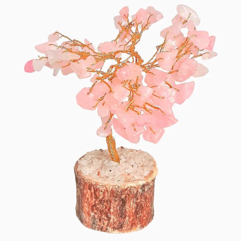 Natural Rose Quartz Golden Wired Crystal Tree 100 Beads helpful for Vaastu, Feng shui & love