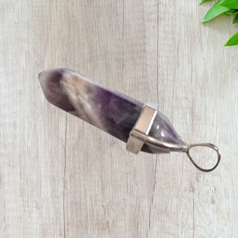 Amethyst High Grade Pencil Pendant helpful for Protection, Mind Healing, Anxiety Relief