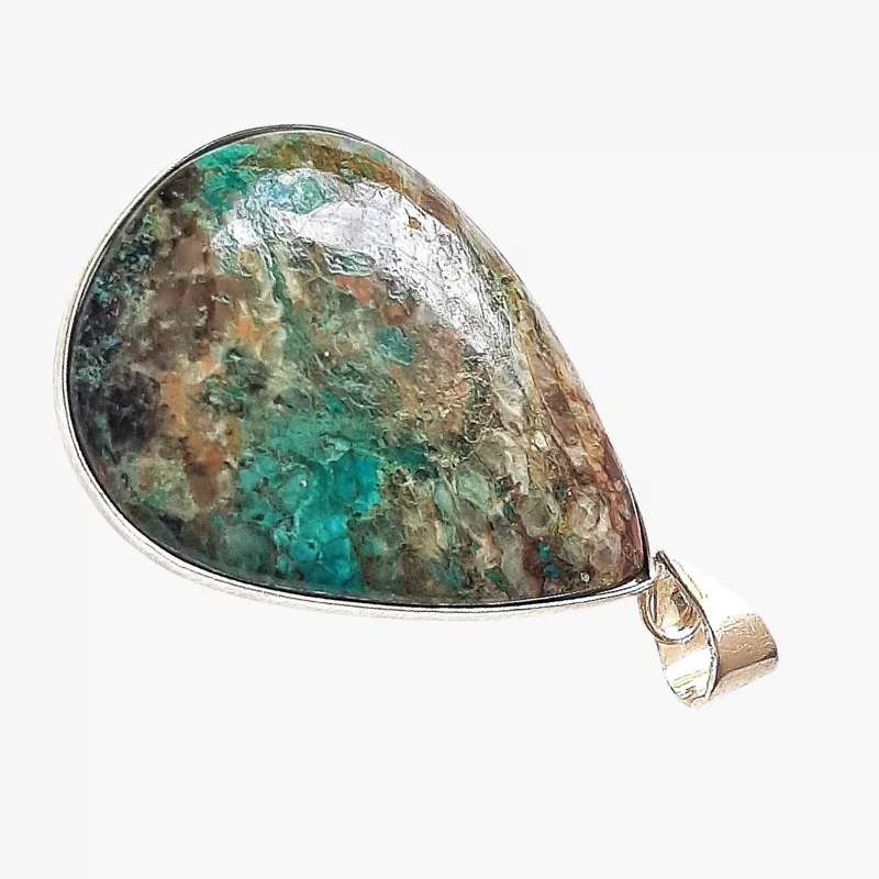 Chrysocolla Leaf Pendant for Happiness, Uplifting