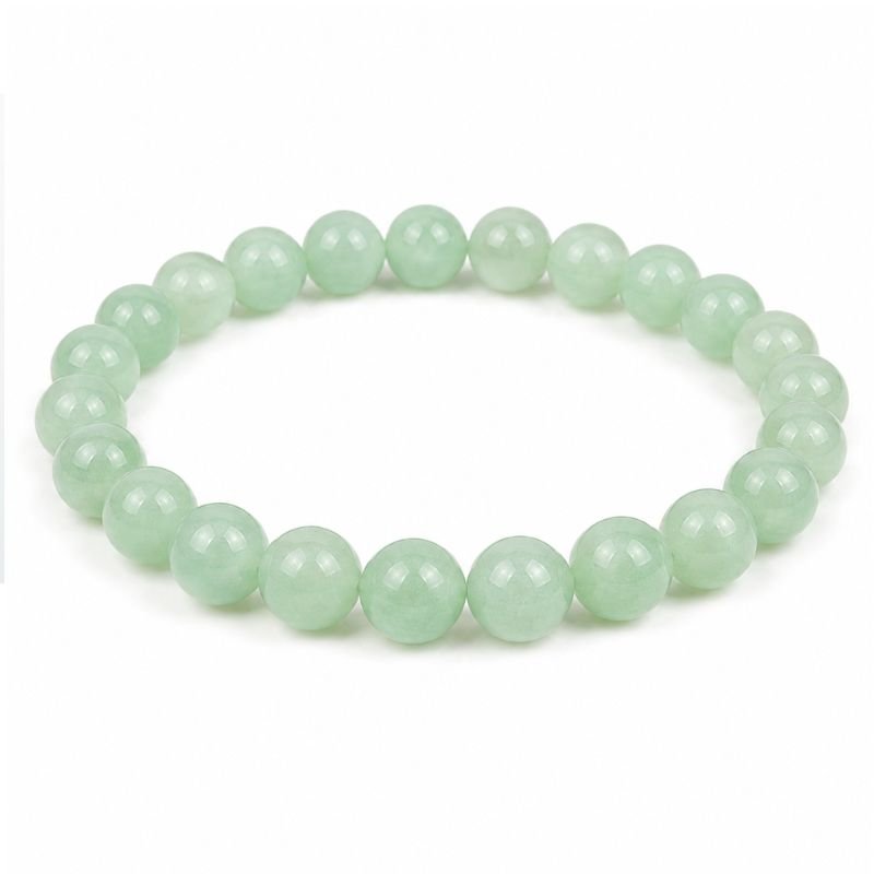 Green Aventurine 8MM Round Bead Bracelet made with natural polished green gemstone beads in a stretch bracelet design