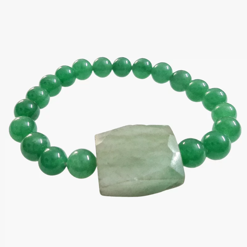 Green Aventurine Jade 8mm Round with Tumbled Stone Bracelet helpful for Prosperity, Emotional Healing, Love