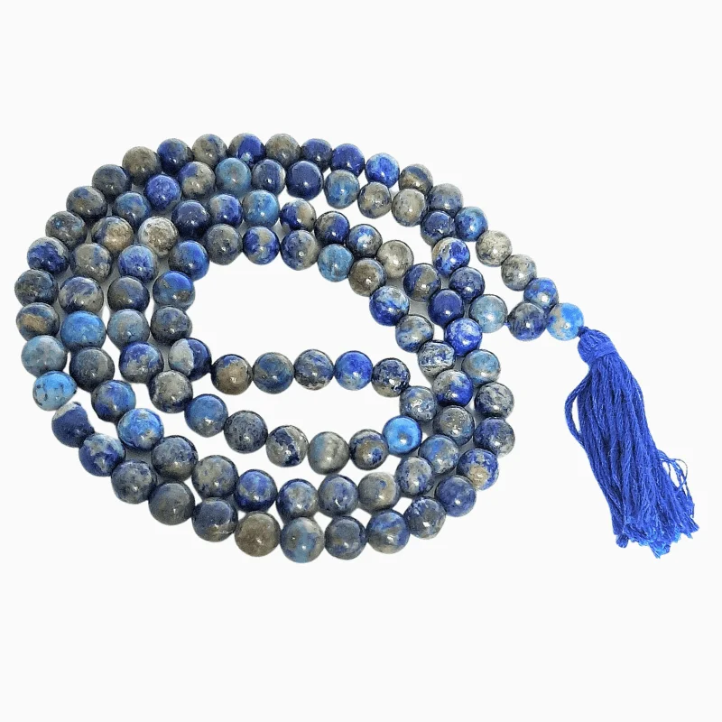 Lapis Lazuli 108 Round Bead Mala helpful for Intuition, Truth, Wisdom, Communication