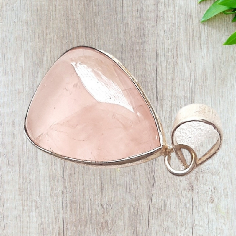 Rose Quartz Triangular Pendant good for Love, harmony, Compassion