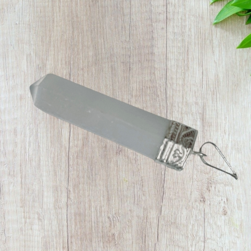 Selenite pencil Pendant best for Clearing, protection