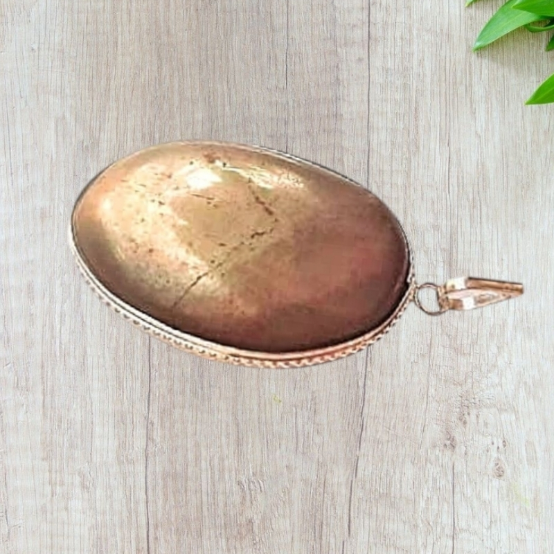 Pyrite Oval Pendant for Prosperity