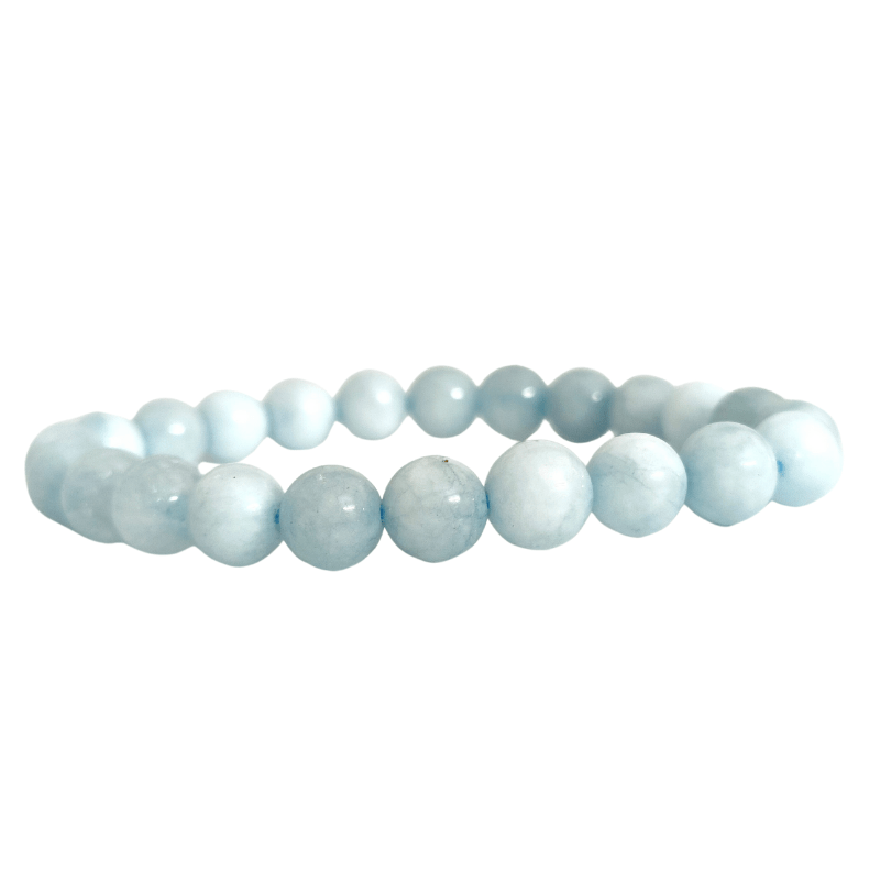 Aquamarine 8mm Round Bead Bracelet symbolize for Calming, Harmony, Peace