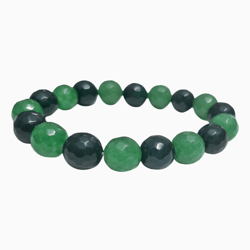 Green Aventurine Jade 10mm faceted Bead Bracelet helpful for Prosperity, Good Luck & Healing