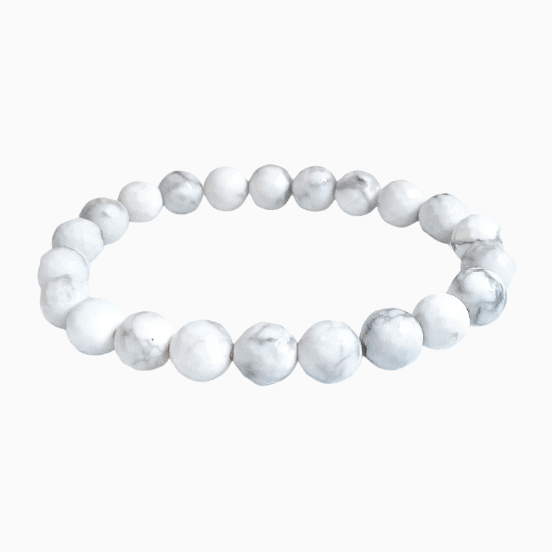 Howlite 8mm Faceted Bracelet useful for Calming, Stress Relief, Sleep Disorder