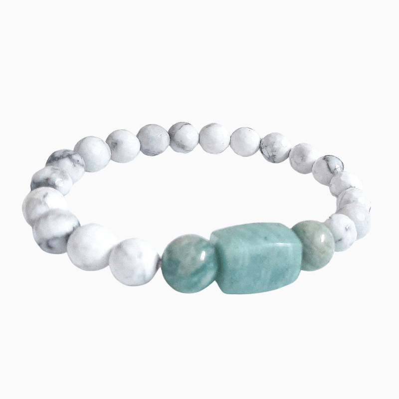 Howlite Amazonite 8mm Bead with tumble Stone Bracelet for Calming, Communication & Stress Anxiety Relief