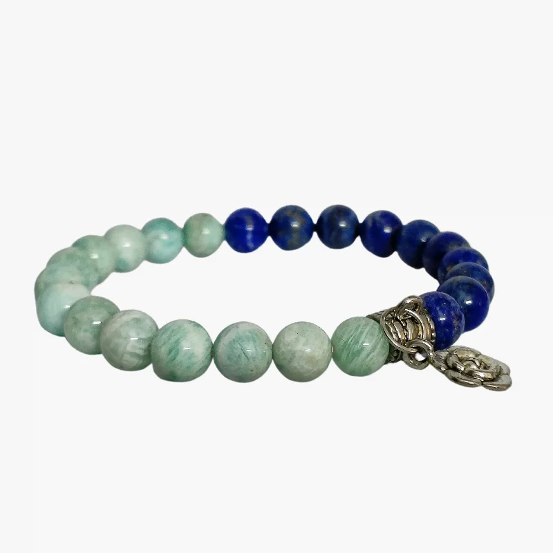 Amazonite Lapis lazuli Round Bead bracelet for Calming, Wisdom, Intuition & Inner Awareness