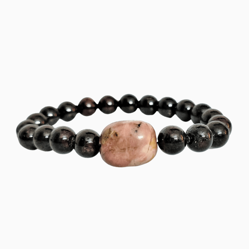 Garnet Rhodonite 8mm Round bead with Tumble Stone Bracelet for Vitality, Passion, Health, Grounding, Emotional healing
