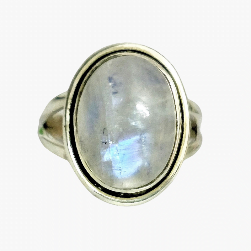 Moonstone Adjustable Silver Ring for Balance & Calming