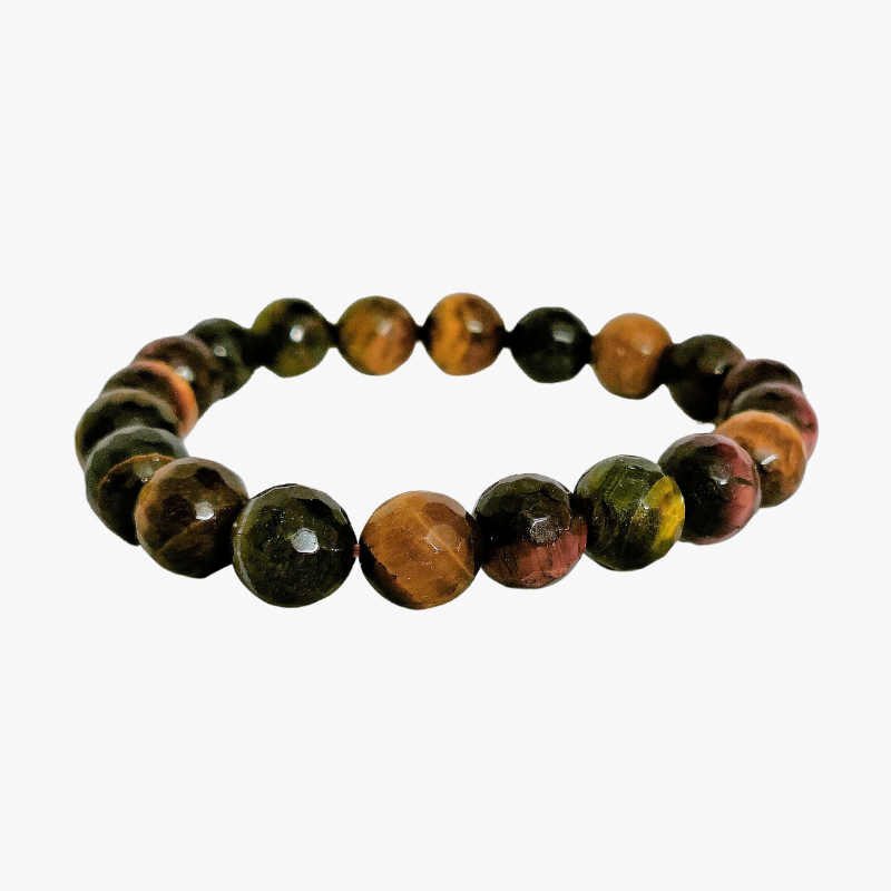Multi Tiger Eye 10MM Faceted helpful for Success, Protection, Willpower, Prosperity & Action