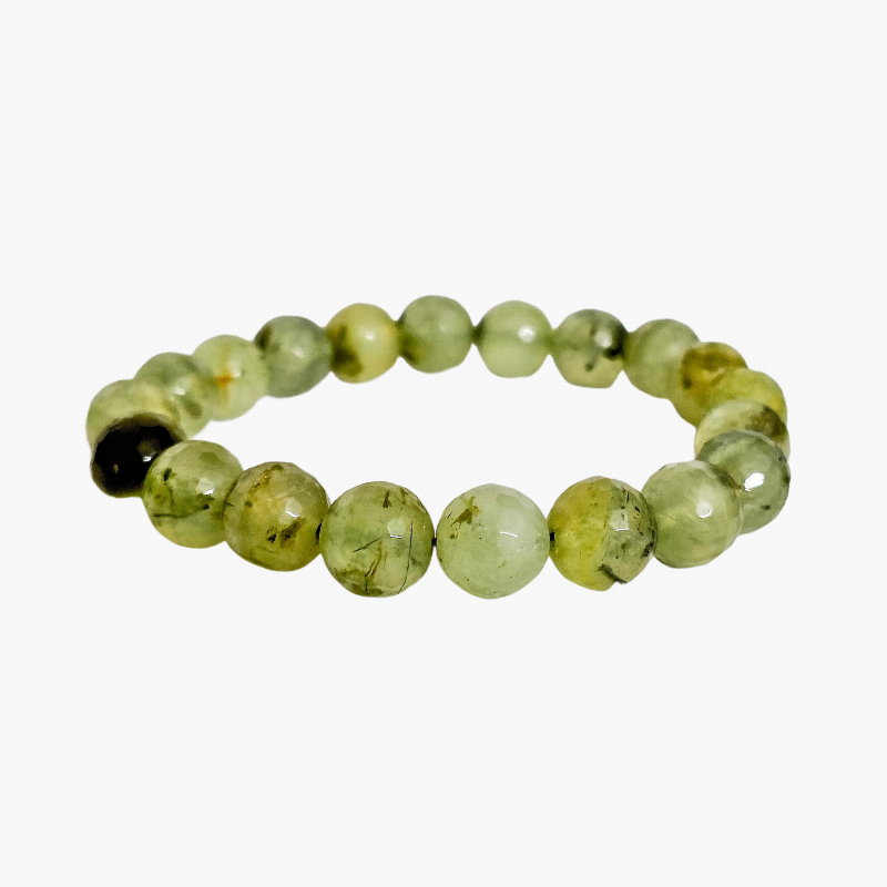 Prehnite Epidot 10mm Faceted crystal bead Bracelet for Intuition, Psychic Abilities