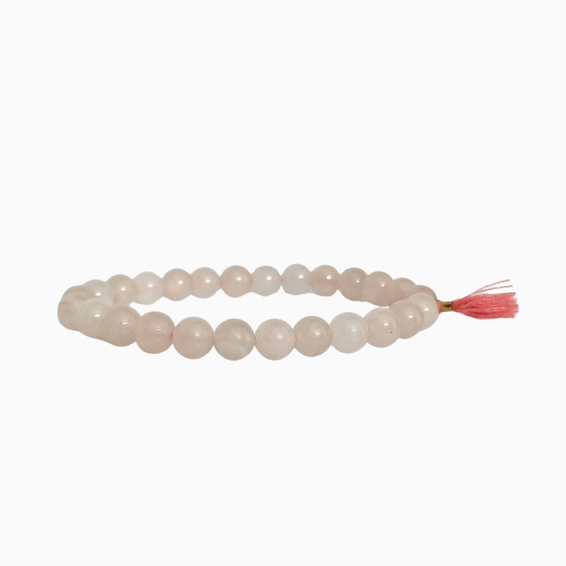 Rose Quartz 8mm Round bead bracelet with Tussle Charm helpful for Love, Compassion, harmony