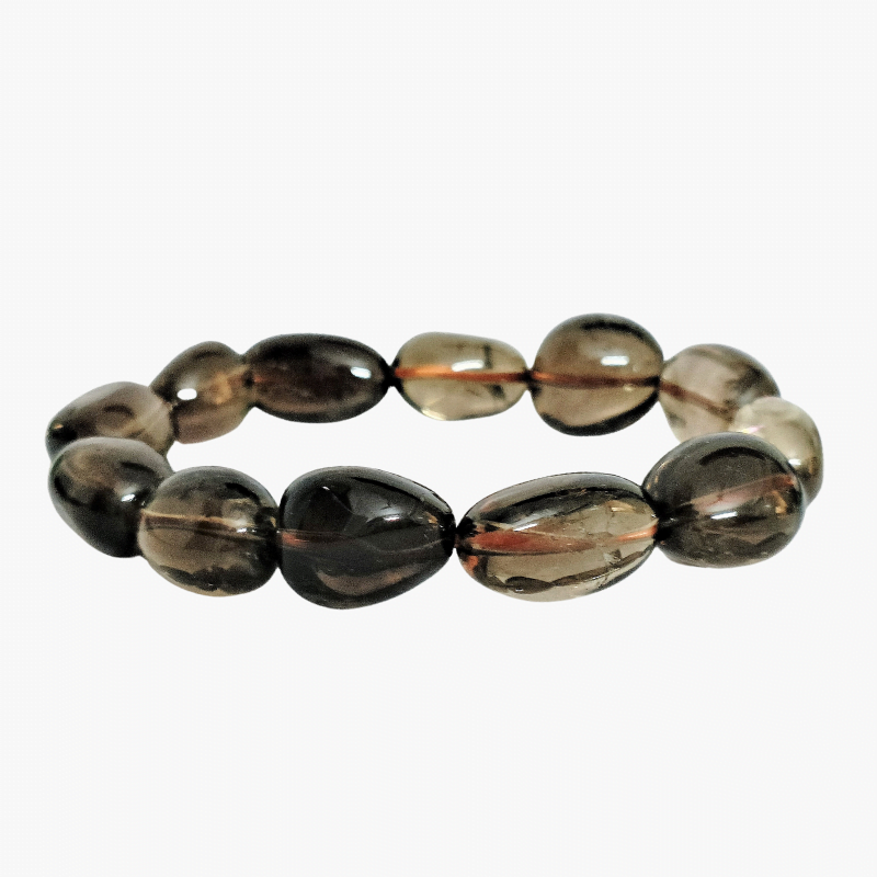 Smoky Quartz Tumbled Stone Bracelet for Dispel Negativity, Aura Cleansing & Positive thinking,