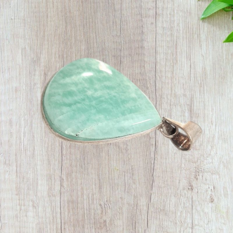 Green Amazonite Leaf Pendant for Communication,& Calming