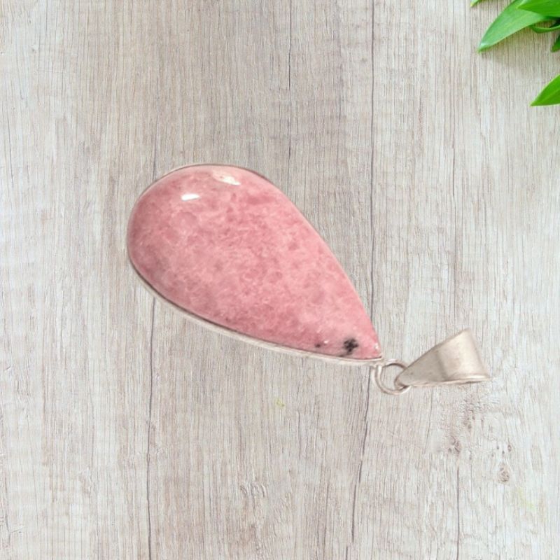 Rhodochrosite Leaf Pendant for Inner Child, emotional balance