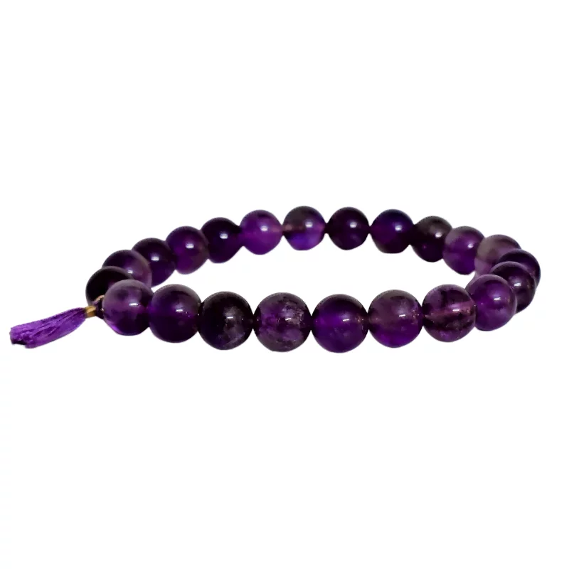 Amethyst Bracelet with Tussle Charm used for Calming, Protection, Mind healing