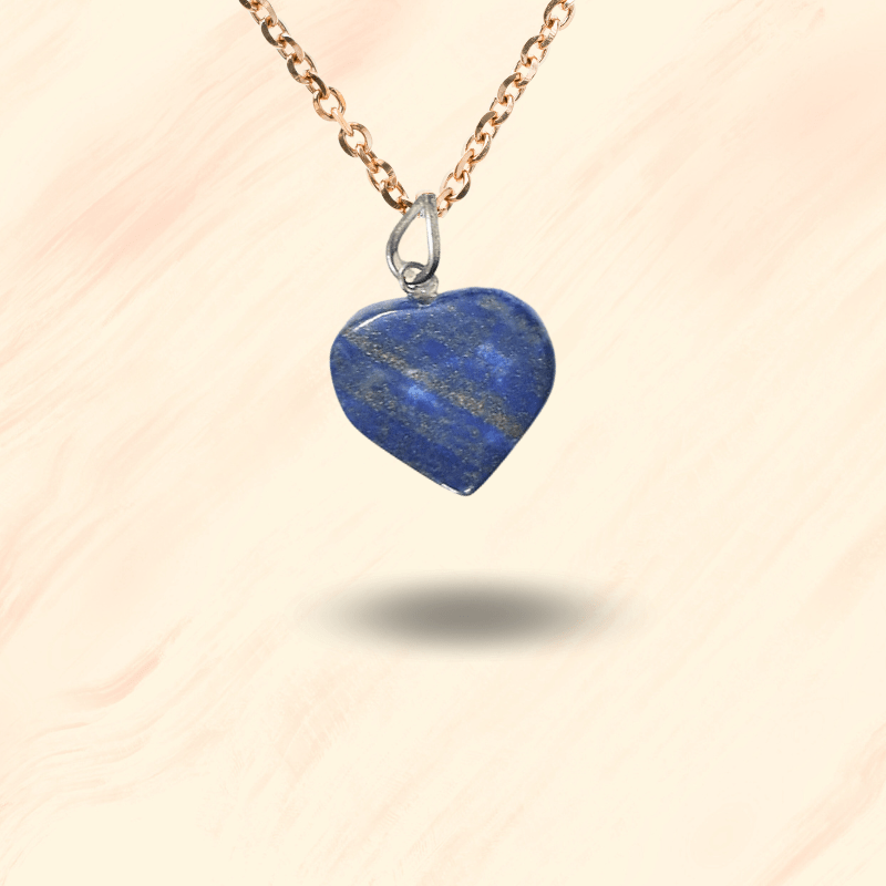 Lapis Lazuli Mini Metal Heart Pendant for Communication, Awareness, Wisdom, Intuition