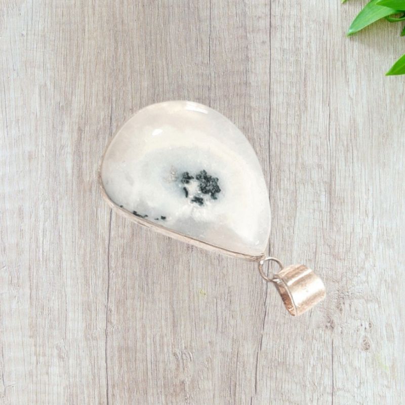 Tree Agate White Metal Pendant best for calming