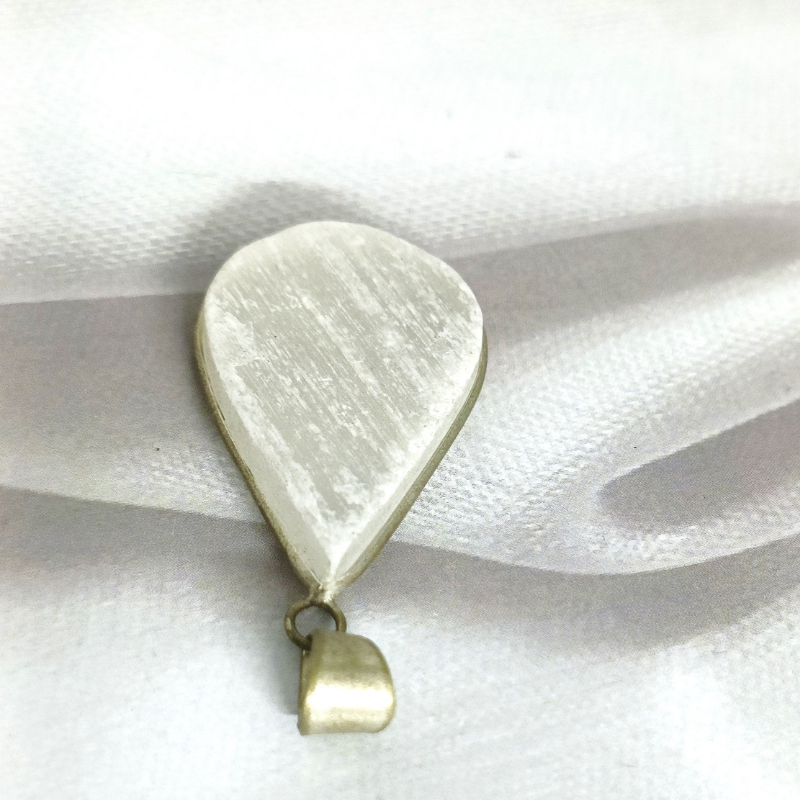 Selenite Leaf Pendant for Aura Cleansing, Purification