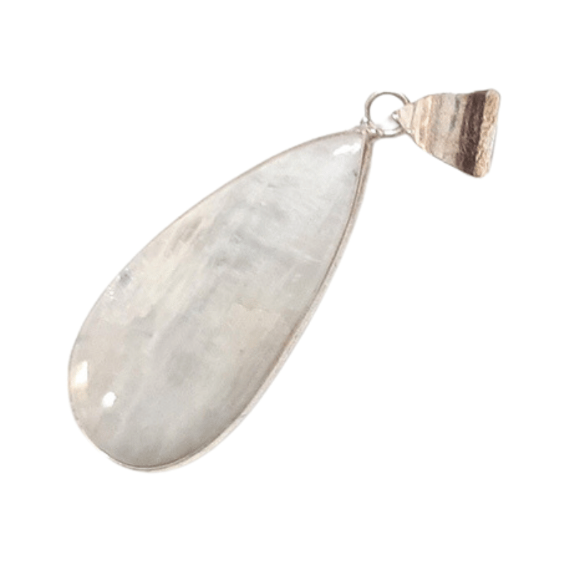White Moonstone White Metal crystal Pendant for Calming, Intuition, Balancing, New Beginnings