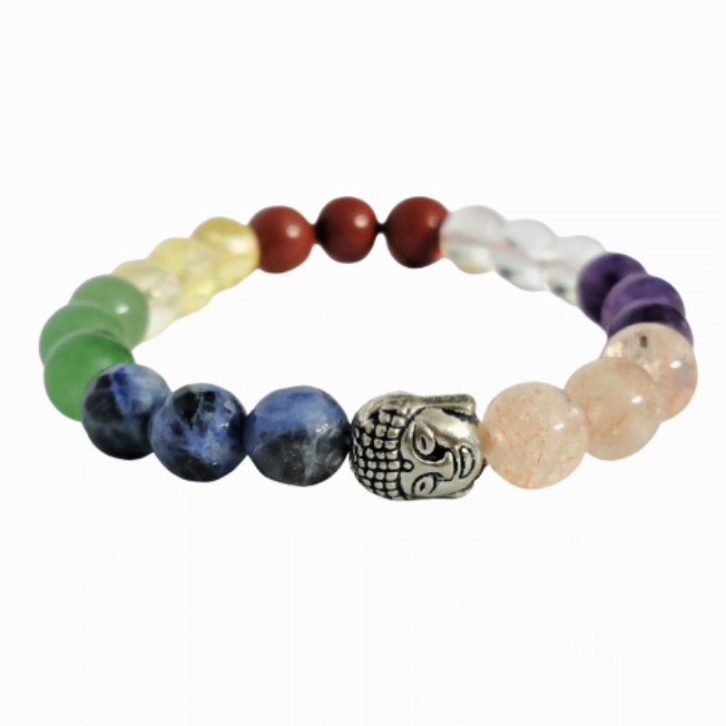 7 Chakra Bracelet with Buddha Charm for crystal healing & chakra balance