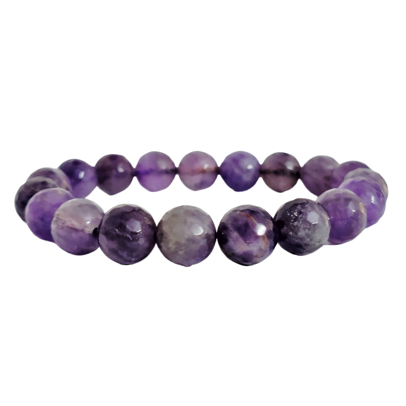 Amethyst 10MM Faceted Bead Bracelet for Mind Healing, Calming, Positive Thinking