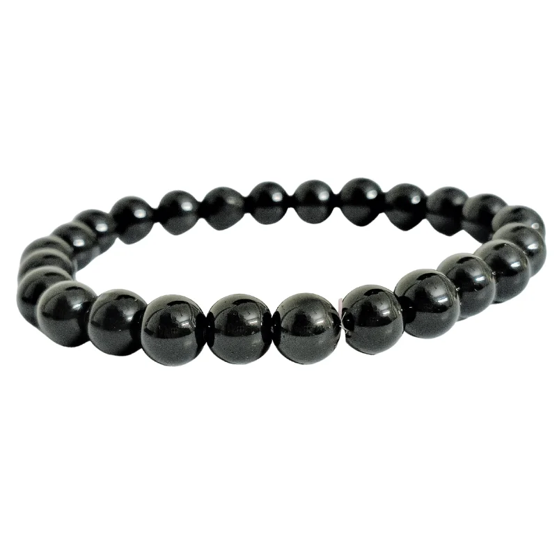 Black Onyx 8mm Round Bead healing crystal Bracelet for protection & harmony.