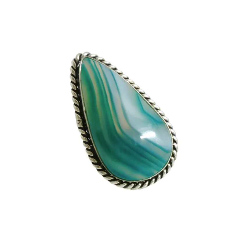 Green Agate Metal Ring helpful for Strength and Harmony