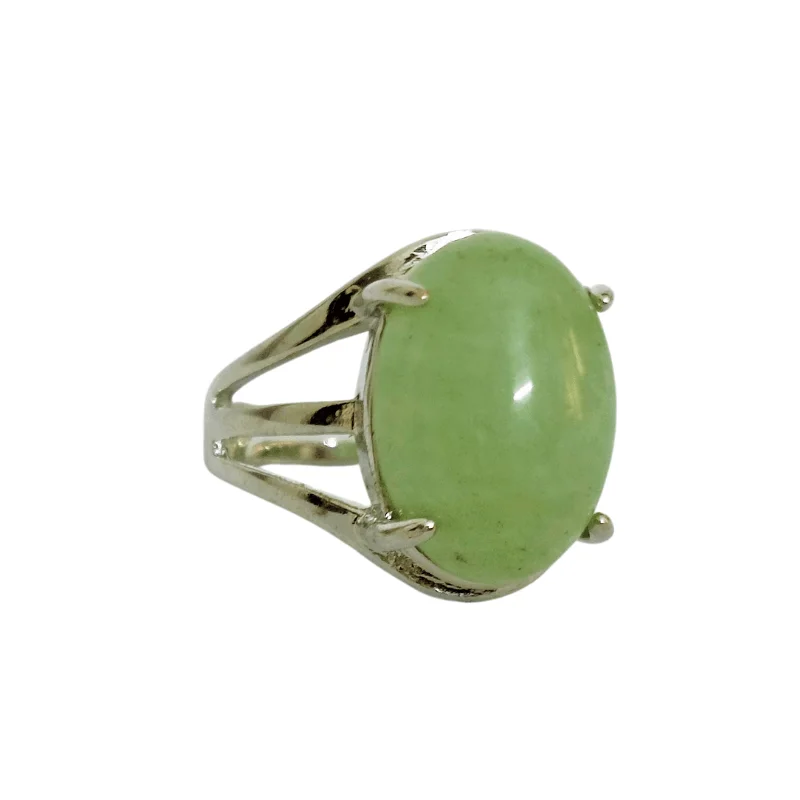 Green Jade Adjustable Metal Ring useful for Good Luck, Love and Harmony