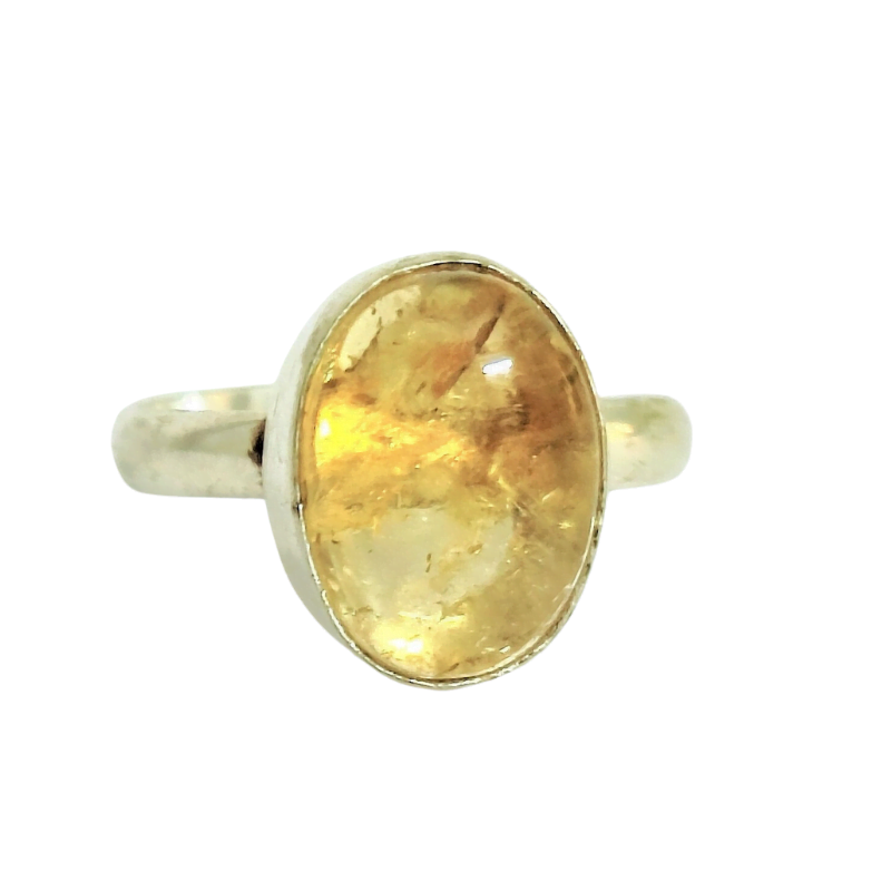 Oval Citrine Adjustable Metal Ring helpful for Success, Happiness and Prosperity