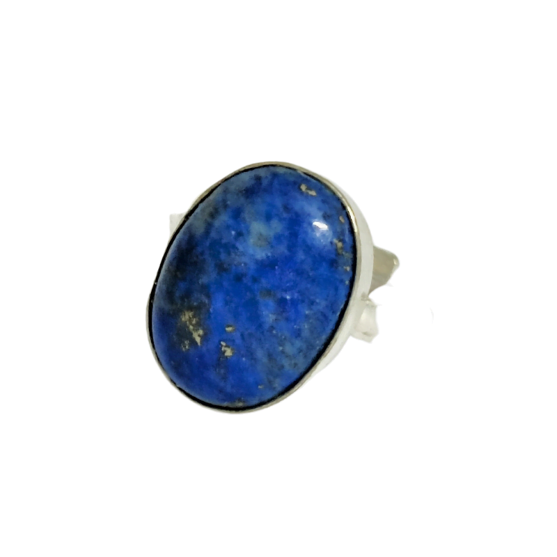 Oval Lapis Lazuli Adjustable Metal Ring helpful for Intuition, Wisdom, Communication