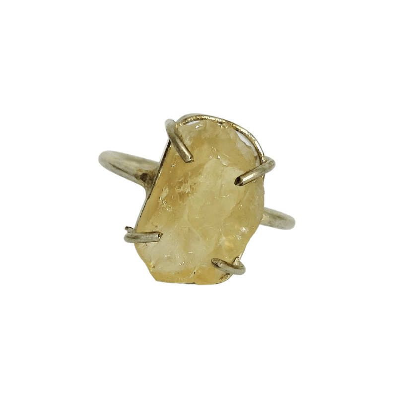 Raw Citrine Single Stone Ring helpful for Success, Happiness and Prosperity