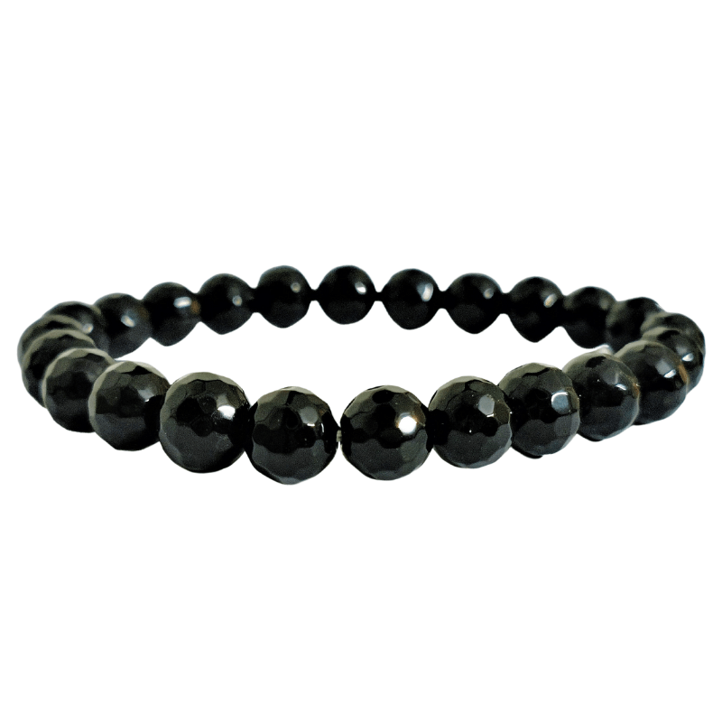 Black Tourmaline 8mm Faceted Bead Bracelet specialize in Protection, grounding