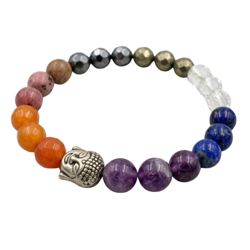 Seven Chakra Crystal Bracelet with Buddha Charm