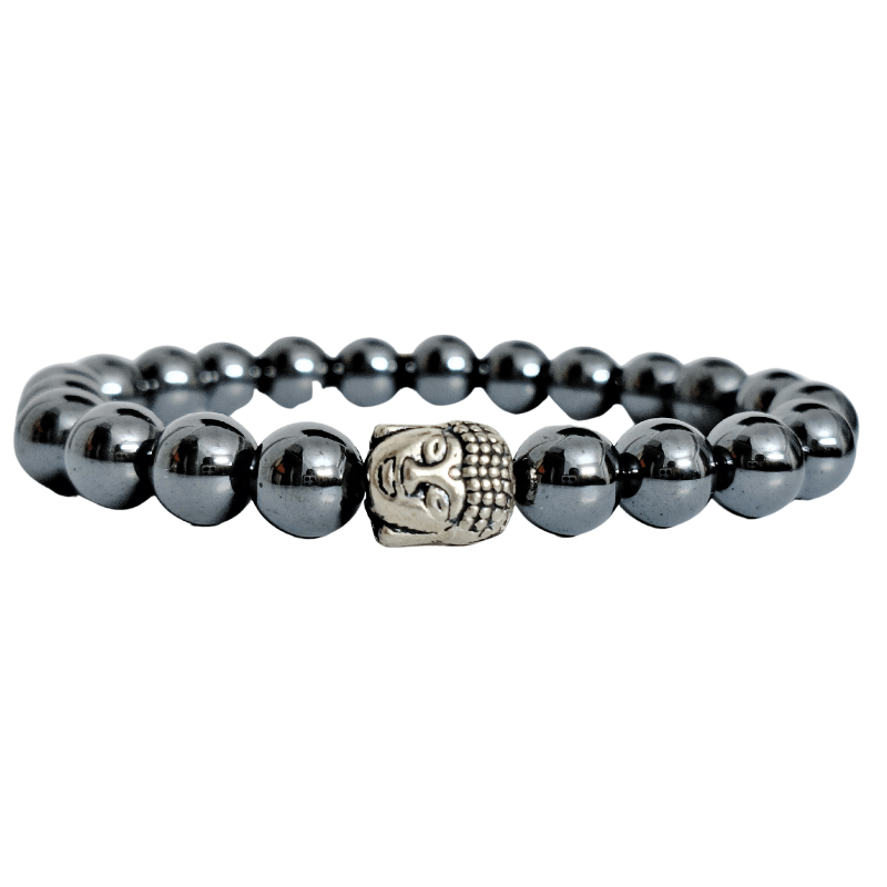 Hematite bead Bracelet with Buddha Charm symbolizes for Harmony, Peace and Calming