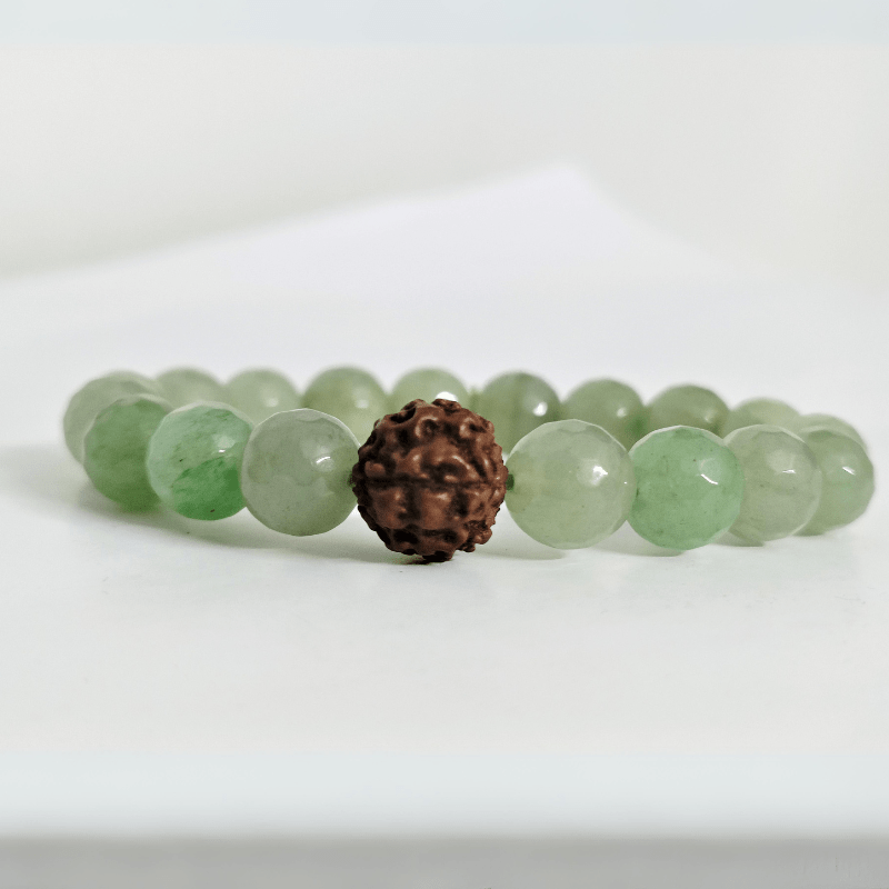 Jade Bead Bracelet with Rudraksh symbolizes for Prosperity, Good Luck & Harmony