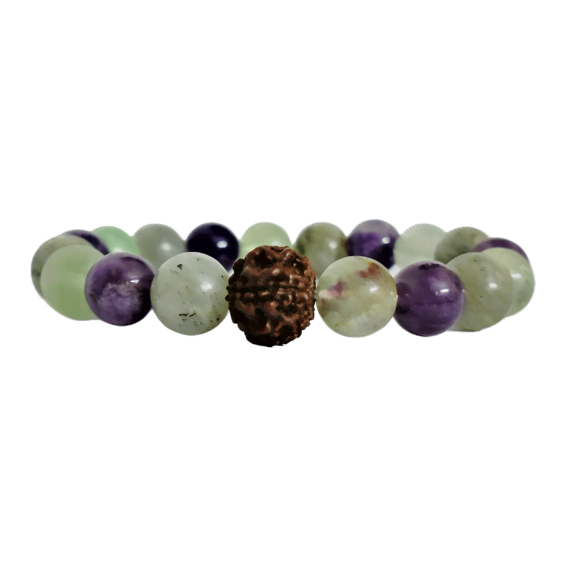 Multistone Third Eye Chakra Bracelet with Rudraksh good for Focus, Concentration, Intuition & Spirituality