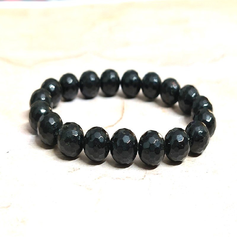 Black Tourmaline 10MM Faceted Bead Bracelet for Protecting, grounding