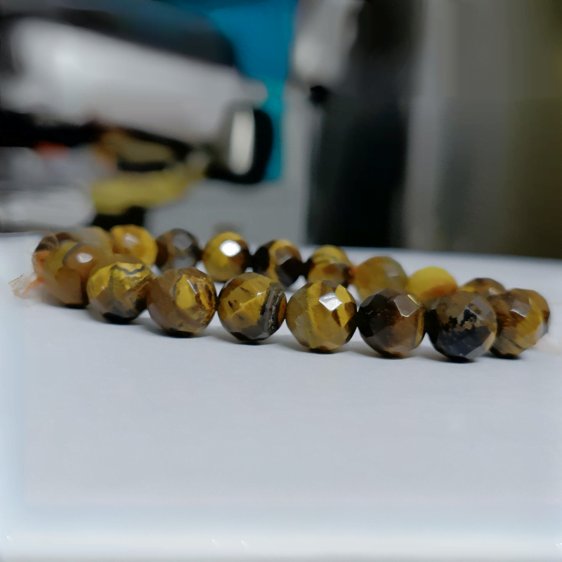 Tiger Eye 10MM Faceted Bead Bracelet for Success, Action, Protection
