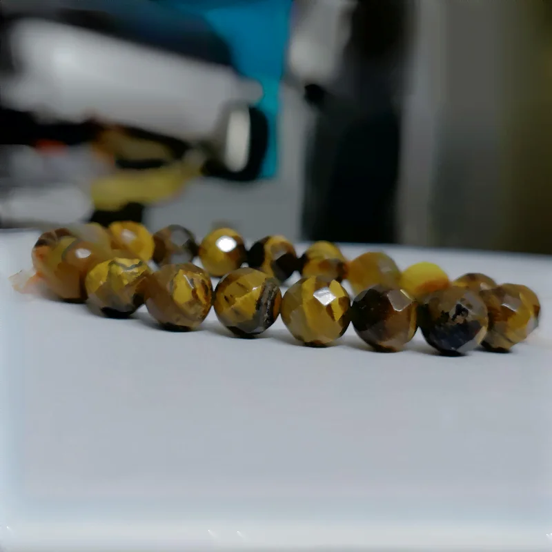Tiger Eye 10MM Faceted Bead Bracelet for Success, Action, Protection