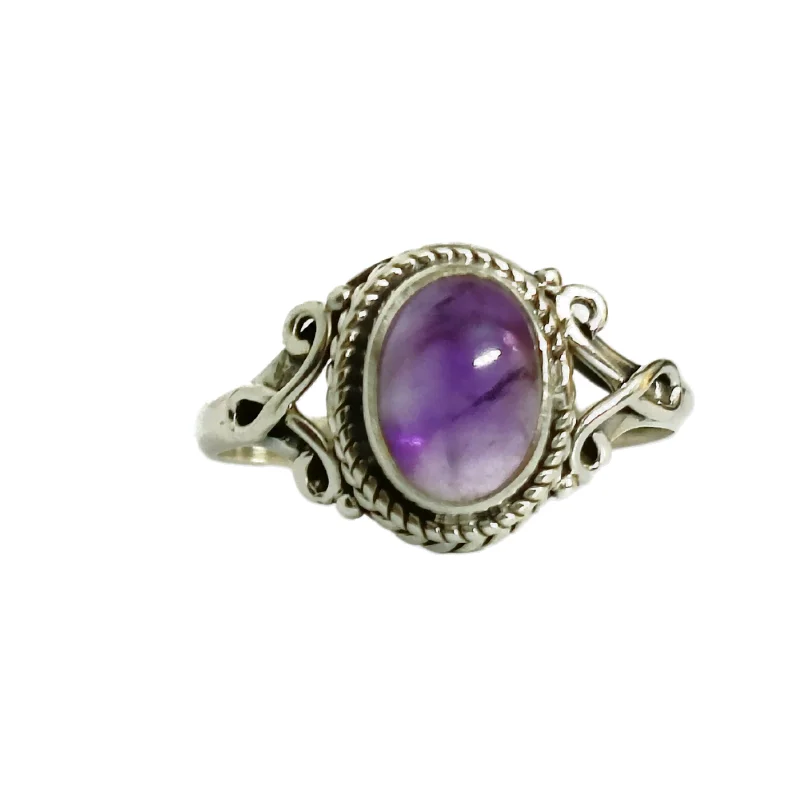Amethyst Infinity Silver Ring best for Protection, Calming