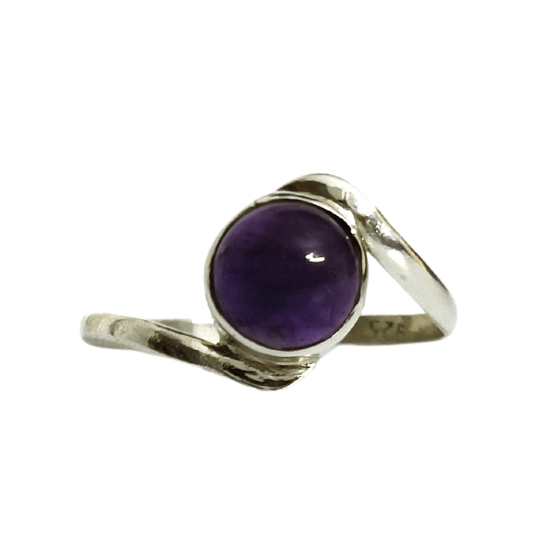 Amethyst Mini Infinity Silver Ring best for Protection, Calming