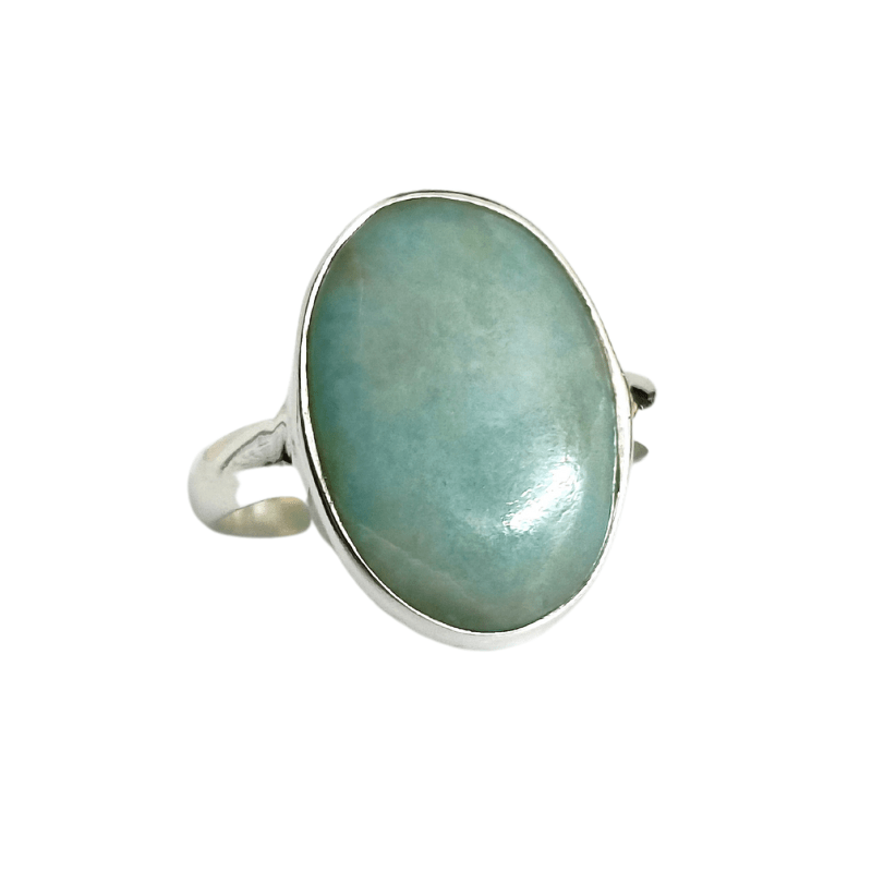 Aquamarine Oval Silver ring best for Calming & Mind healing