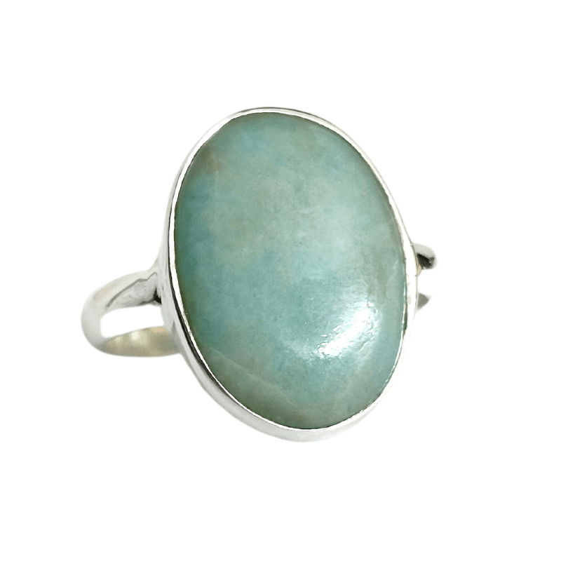 Blue Aquamarine Silver Ring for Calming, Mind healing